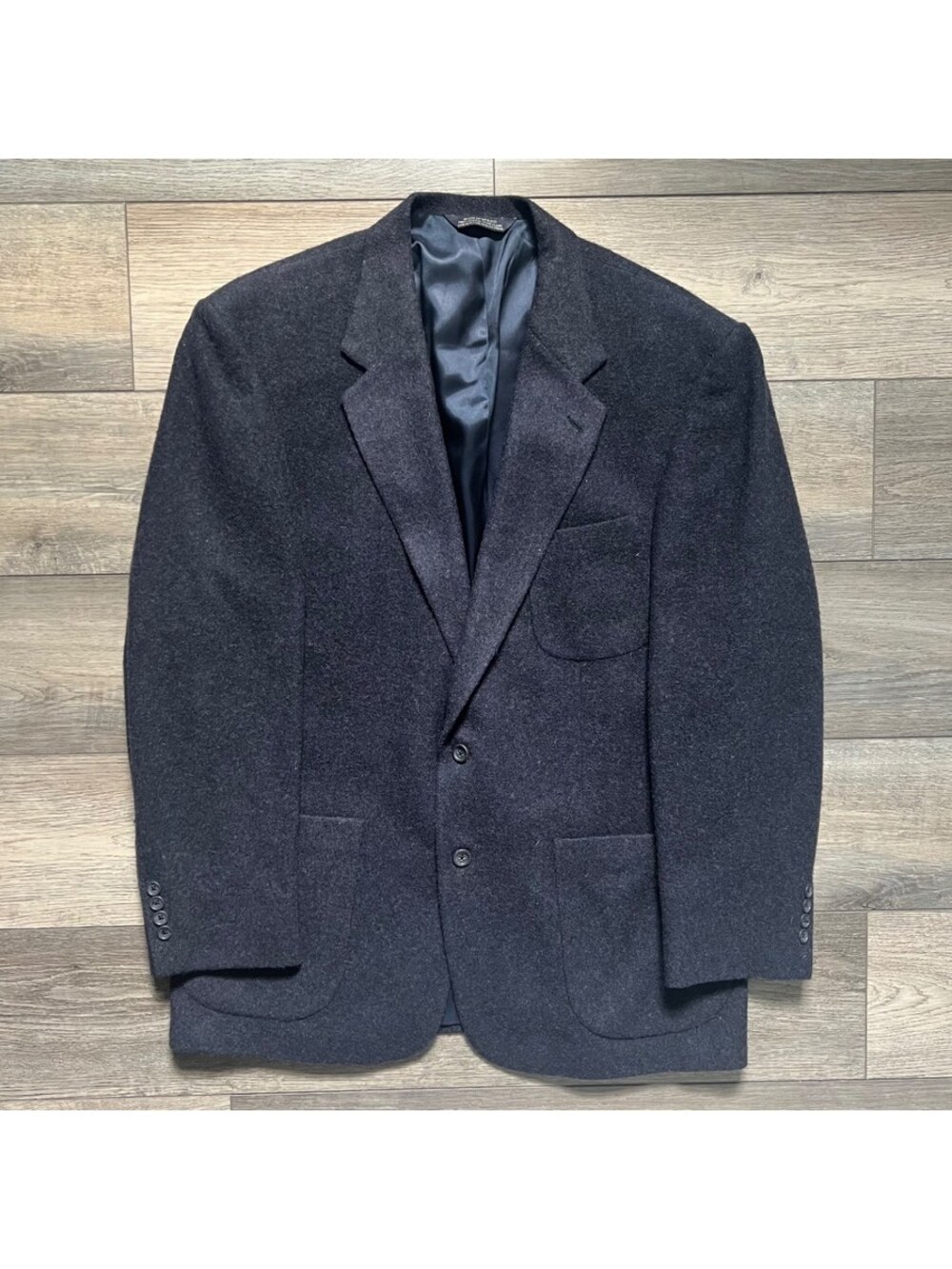 Lands' End Men's 46L Blazer Sport Coat 100% Wool Navy Blue